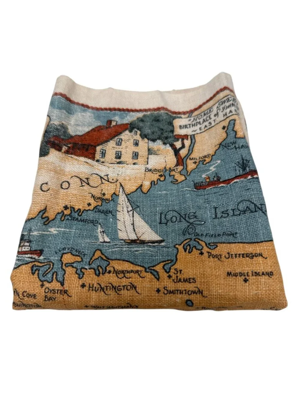 Vintage Tea Towel Map Of Long Island Kay Dee Linen Kay Dee